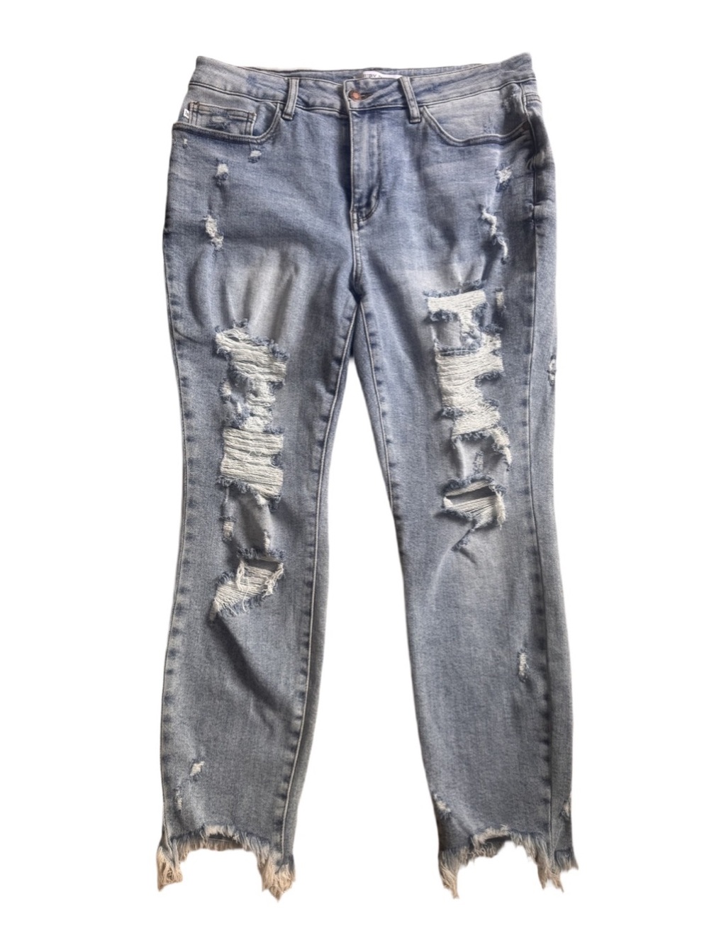 Judy Blue Light Wash Distressed Straight Leg Jeans 16w